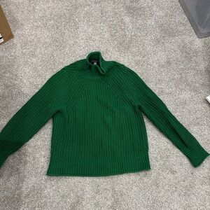 I Forest Green Ribbed Mock Neck Sweater